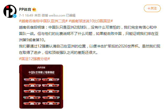 越南名宿: 中国只是亚洲二流, 击败他们又如何