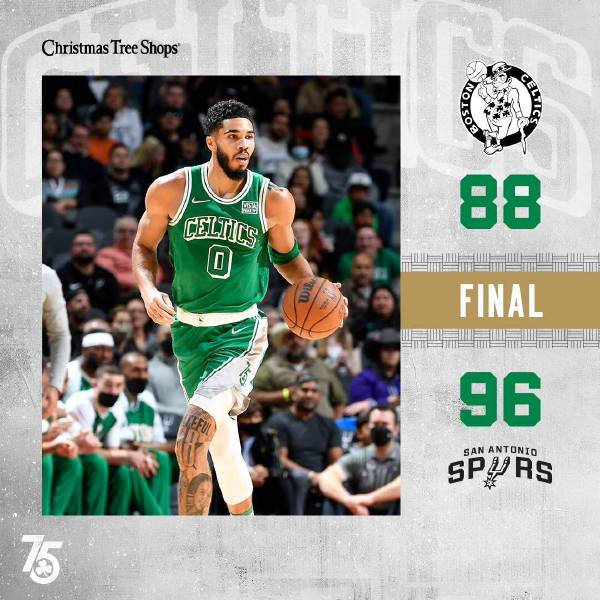 马刺96-88险胜绿军 穆雷29+11+6 凯尔登17+14 塔图姆24+12