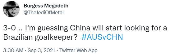 国外球迷嘲讽国足：我猜中国要找巴西门将了？