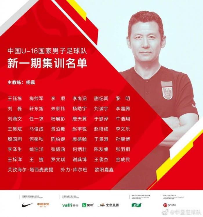 中国U16公布新一期集训名单: 黎明、张韶涵在列