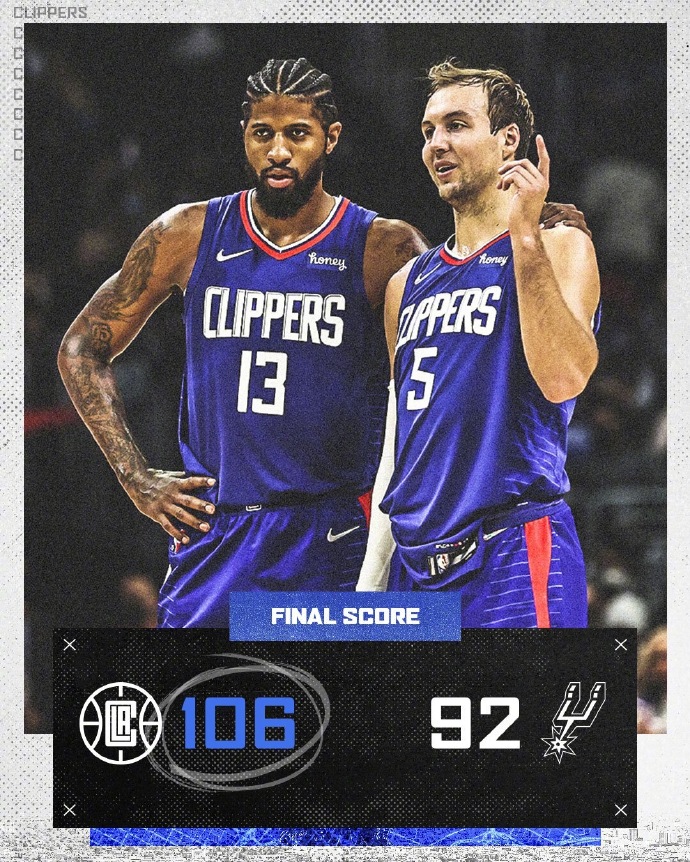 NBA每日综述：篮网不敌勇士 快船送马刺三连败