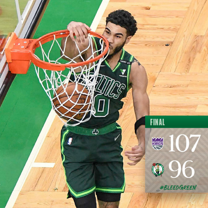 国王107-96战胜凯尔特人 福克斯29+5 霍姆斯25+11 布朗19+11