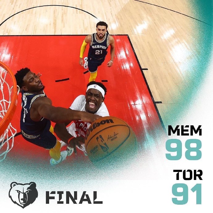 灰熊98-91力克猛龙 杰克逊25+6+5帽 贝恩23+7 西亚卡姆20+6+5