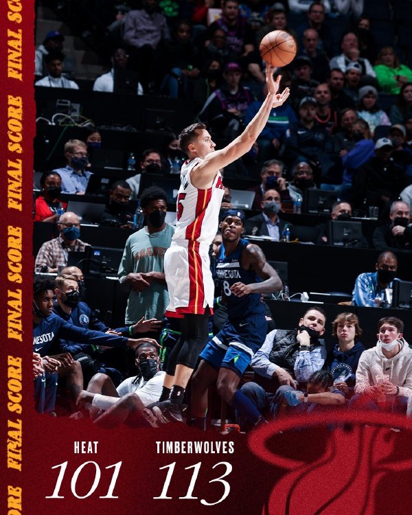 森林狼113-101灭热火 爱德华兹33+14+6 巴特勒16+8